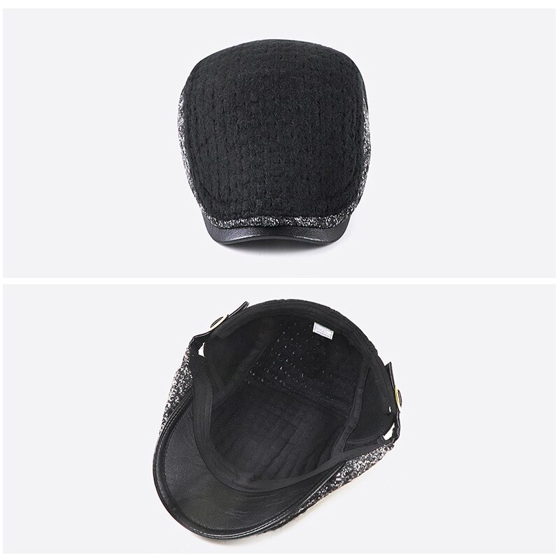 Casquette plate à chevrons en bec de canard pour hommes, béret en Patchwork, chapeau tricoté en laine, Gatsby, casquette en lierre d&#39;âge moyen, journal de Golf Cabbie, automne et hiver