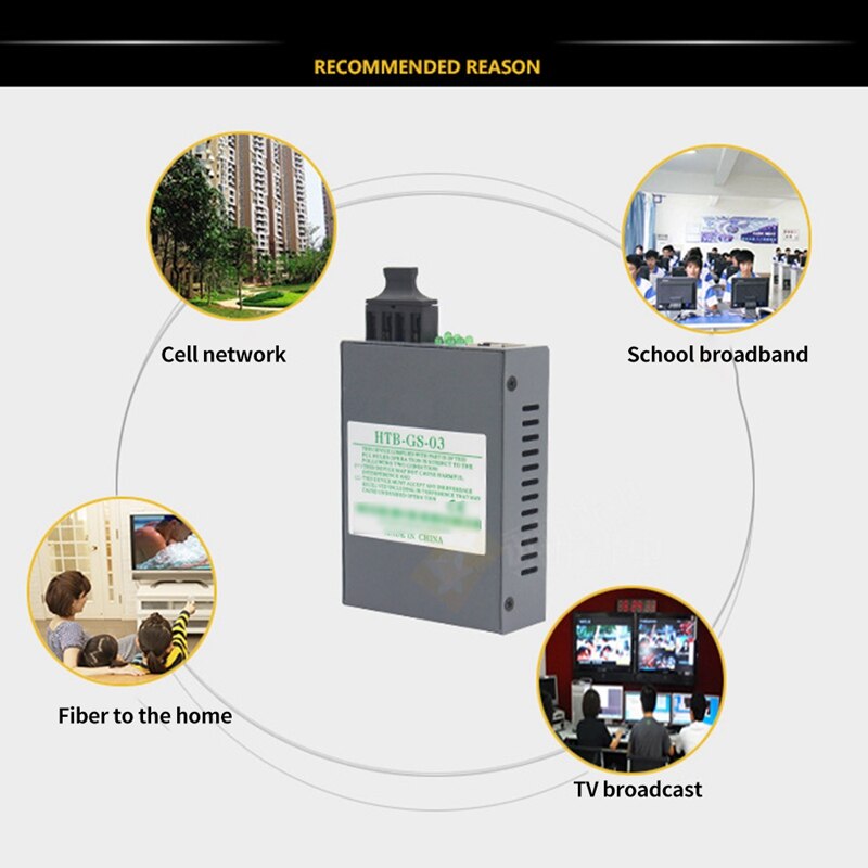 Single-Mode Dual-Core Gigabit Dual-Fiber Optical Fiber Transceiver Photoelectric Converter,Black