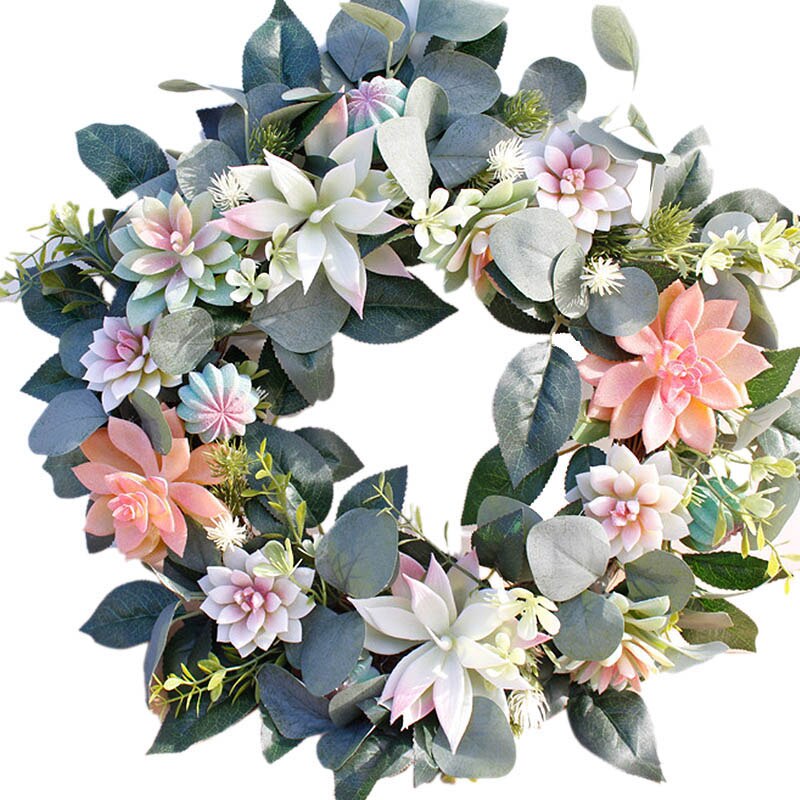 40cm kunstige saftige blomster krans have hængende krans til hjemmevæg hoveddør bryllup dekor
