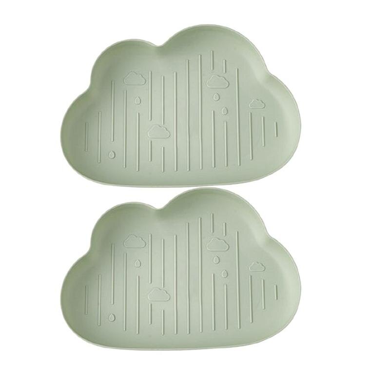 2PCS Cloud Shape Snack Dish Candy Fruit Plate Dry Food Plate Bowl Plastic Serving Plate for Home: Light Green