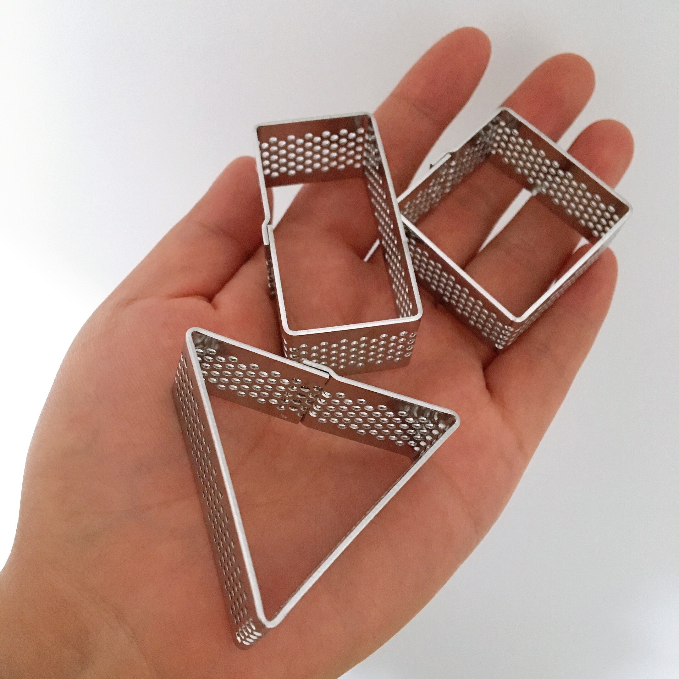 5 Stks/partij Vierkante Rechthoekige Driehoekige Mini Geperforeerde Taart Ring