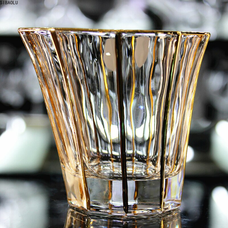 Tjekkisk boutique spor guld whisky glas krystal vin kop cann drikkeglas vaso gafas verre tjekkiske chivas vasos de cristal