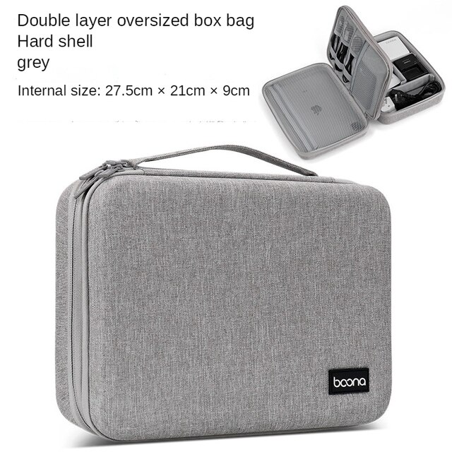 Aufbewahrungstasche für 27.5*21*9cm gadget-kabel, inklusive usb-ladegerät, powerbank-halterung, digitaltasche und elektronikzubehör: Silber