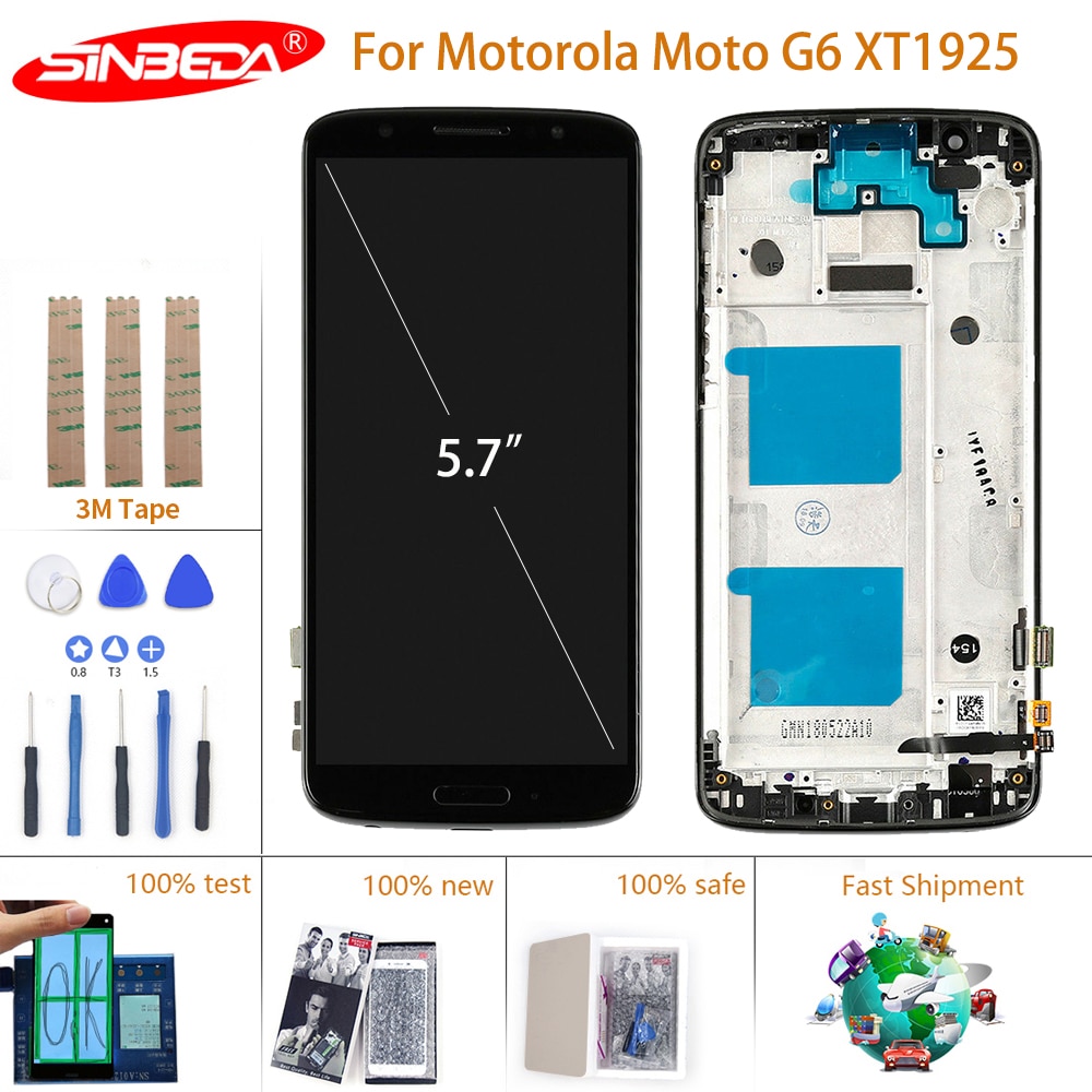 5.7" For Motorola Moto G6 LCD Display Touch Screen Digitizer Assemble Frame For Moto G6 XT1925 LCD Display XT1925-3 XT1925-5