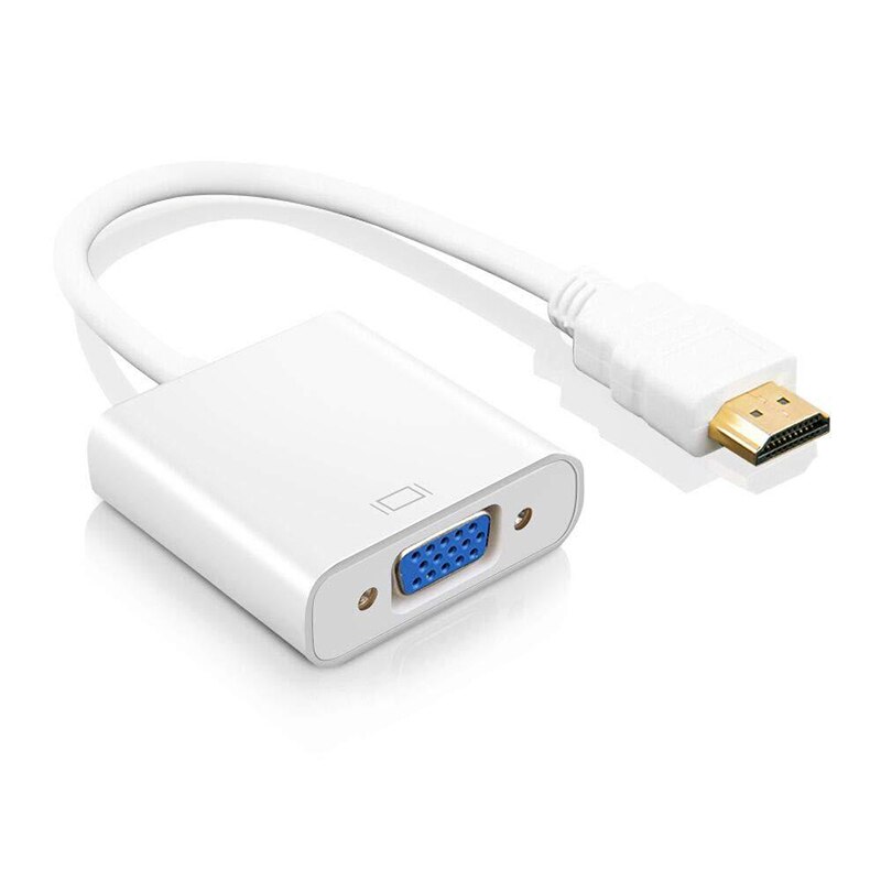 HDMI Male naar VGA RGB Female HDMI naar VGA Video Converter Adapter HDMI-VGA Kabel 1080P HDTV Monitor voor Laptop PC TV BOX Projector: White