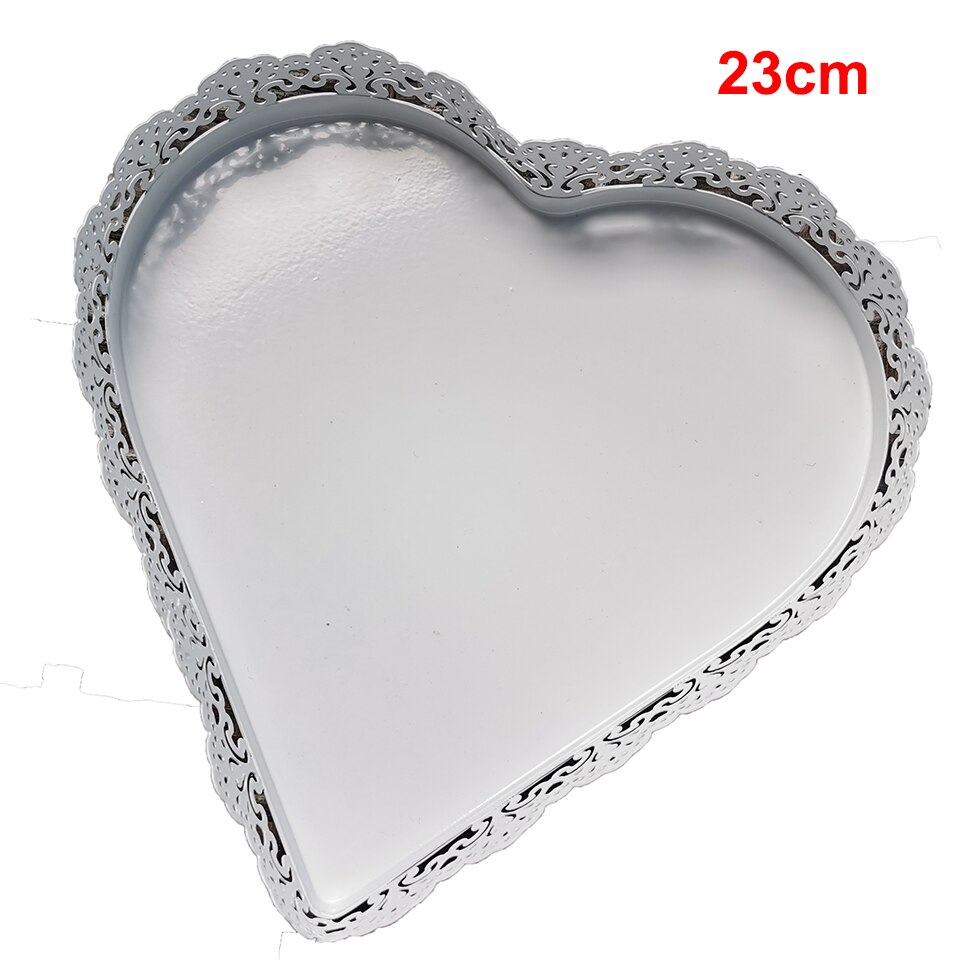 Transhome 1 stücke Weiß Kuchen Stehen Metall Nachtisch Tisch Kuchen Tablett Weihnachten Geburtstag Party Macaron Cupcake Gestell Stehen Für Hochzeit: Herz Pfanne 23CM / 20cm 1 Stck