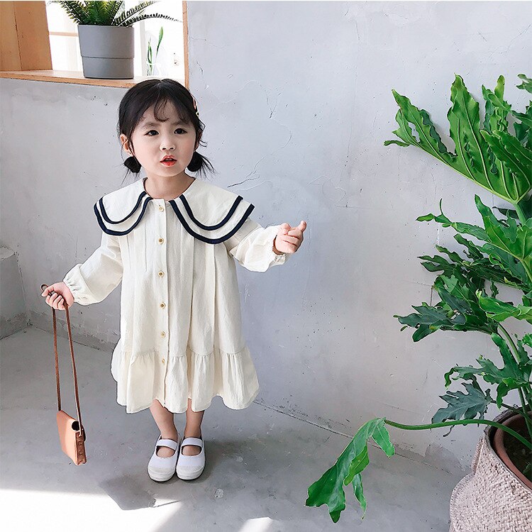 Children's clothes Children's Autumn Baby Princess Dress Children's Long Sleeve Dress girls dress: Beige / 2T