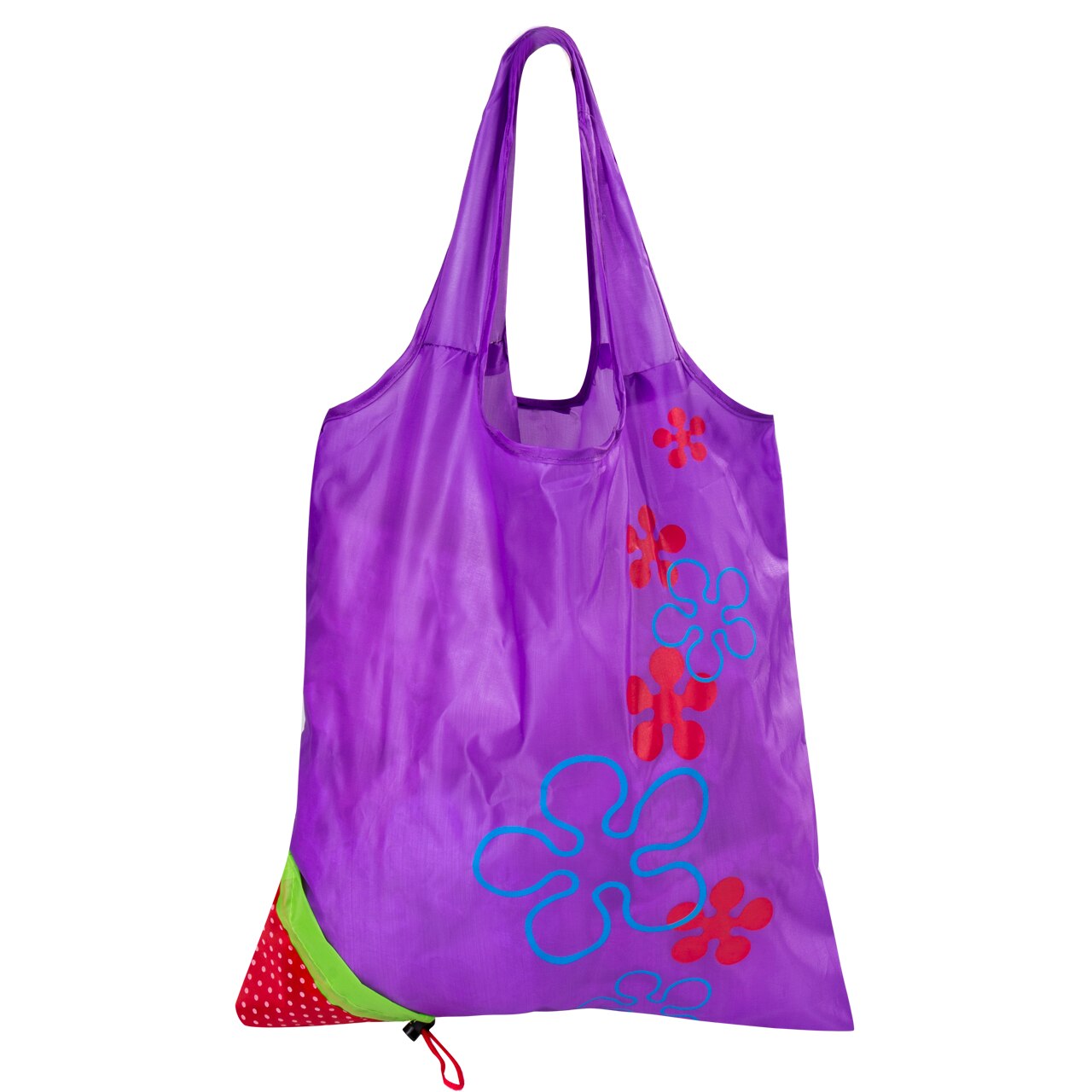 sac à provisions d'épicerie vert en Nylon réutilisable de fraise pliable de sacs imprimés aléatoires de stockage de grande capacité commode chaude: VIOLET