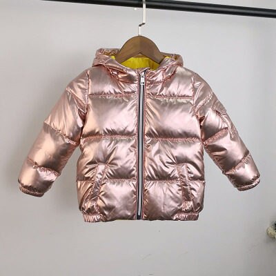 Boys coats winter jacket kids down cotton coat Waterproof snowsuit pink Gold silver jacket Hooded parka girls down coats: Pink / 6T