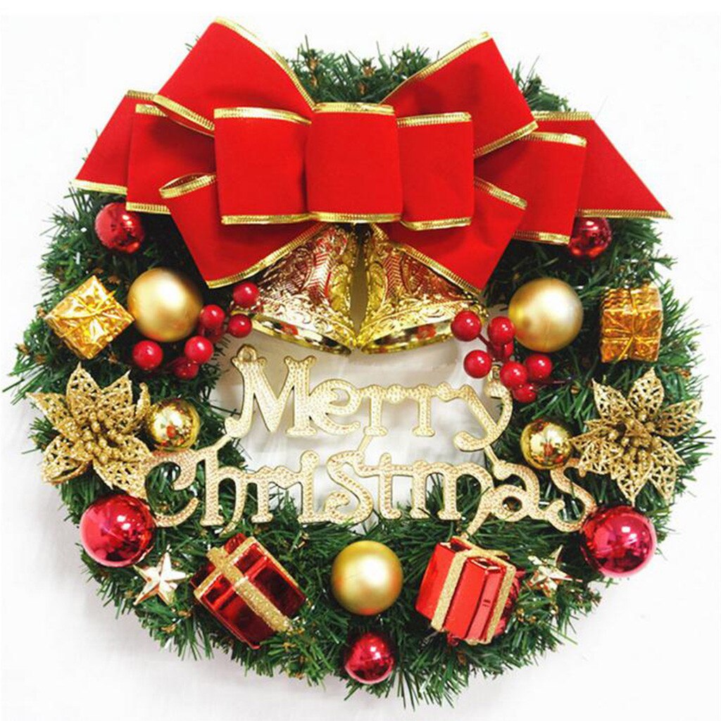Christmas Wreath Garland Arrangement Christmas Ornament Front Door Hanging Garland Christmas Wreath Home Decorations Wreath 30CM: A