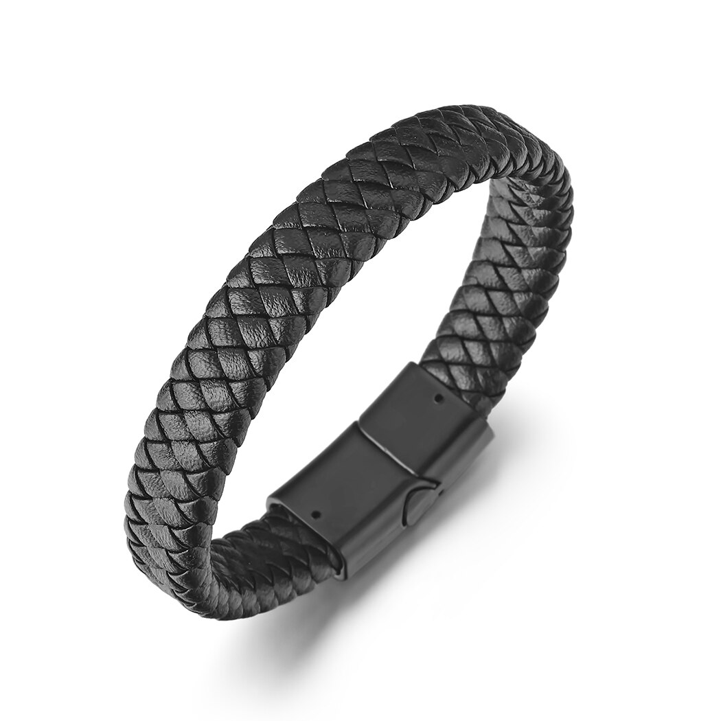 Nedar Mannen Vintage Rvs Lederen Pols Armbanden Armbanden Trendy Handgemaakte Rope Wrap Armbanden Mannelijke Punk Jewlery