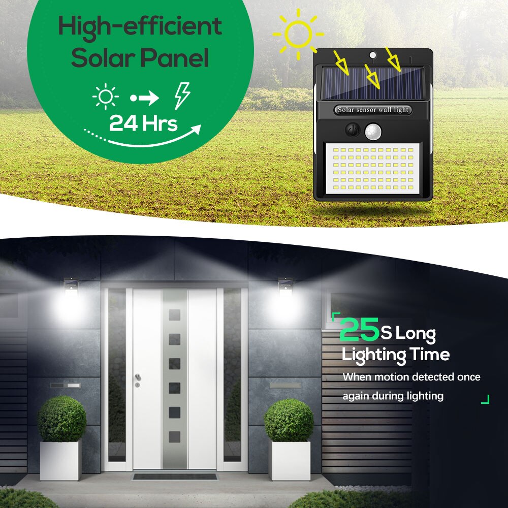 1/2/4PCS LITOM 140 LEDS Solar Light Energy Solar Garden Light IP65 Waterproof PIR Motion Sensor Sunlight For Garage Yard Outdoor