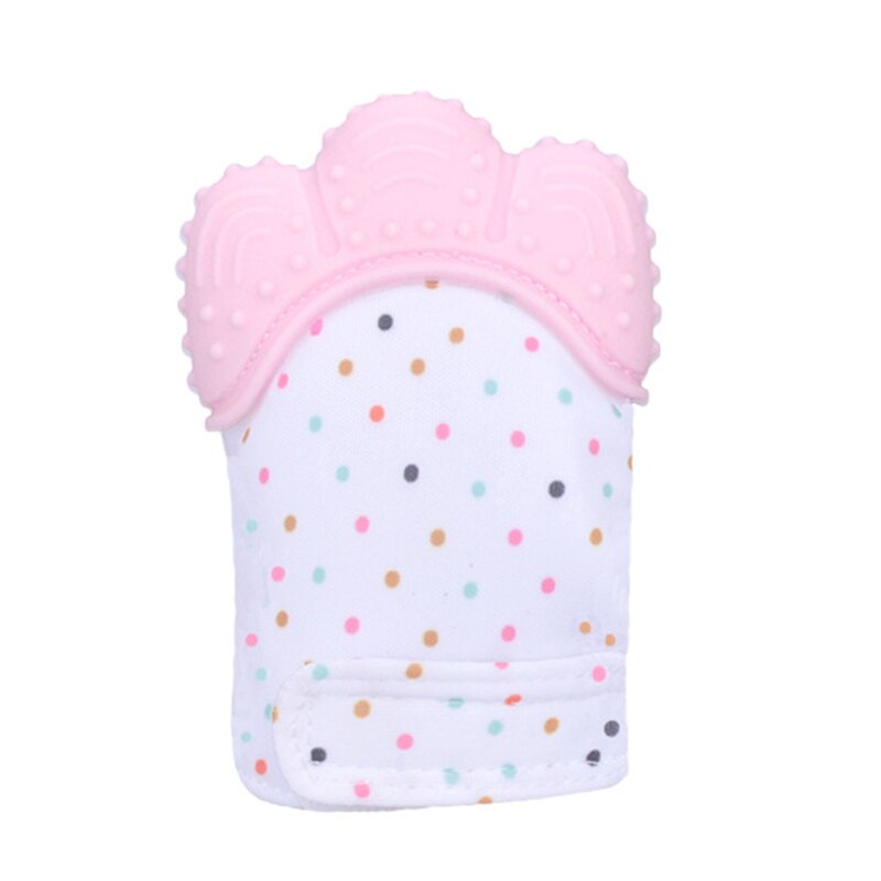 Baby Silicone Teether Gloves Animal Palm Bite Chew Training Toys Squeaky Grind Baby Teething Protect Anti-bite Gloves BPA Free: Pink