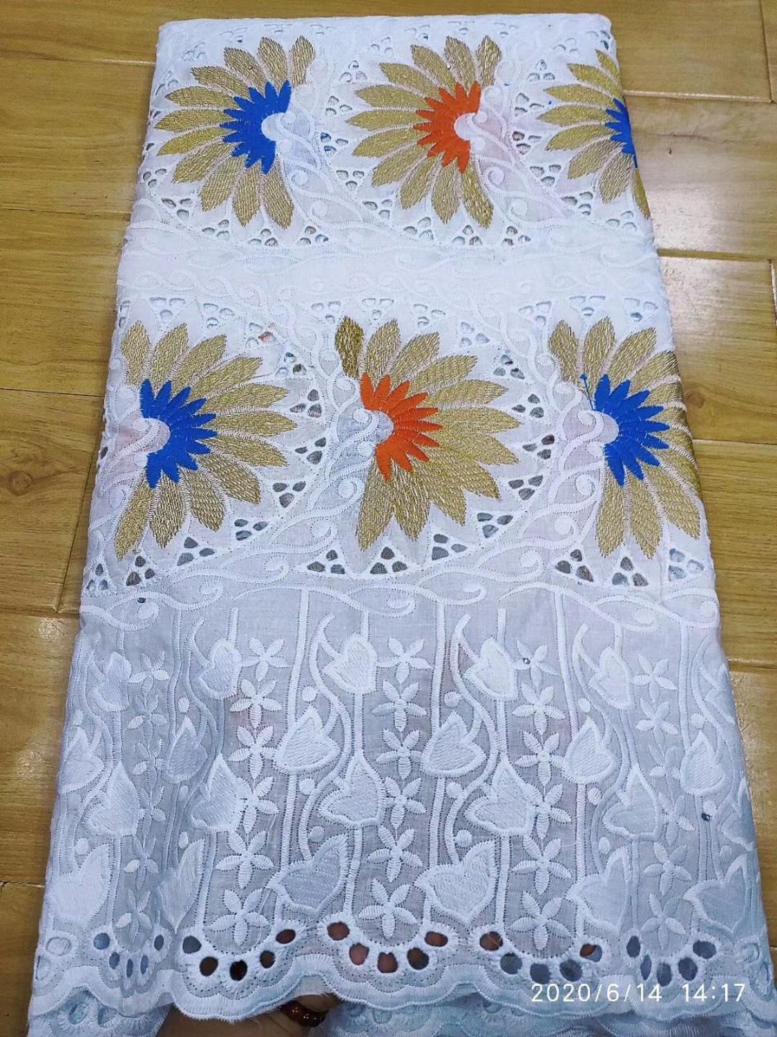 Tela de encaje suizo de 5 yardas, tejido de algodón de estilo africano, estilo Dubái popular de encaje de gasa suiza, bordado con cuentas pesadas,