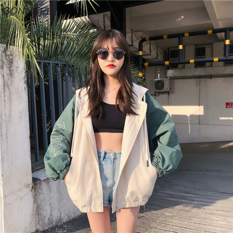 Jassen Vrouwen Losse Hooded Koreaanse Stijl Harajuku Leisure Womens Kleding Trendy Studenten Alle-Match Eenvoudige Lente