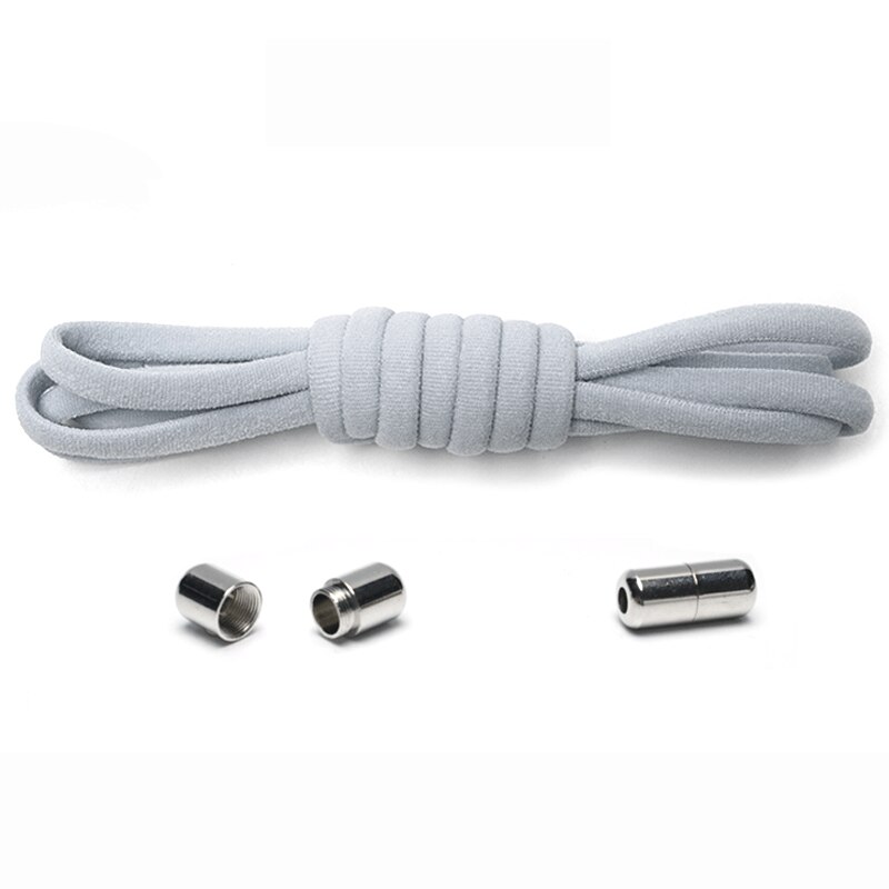 Cordones elásticos redondos sin lazos para niños y adultos, zapato Unisex, cordones para zapatillas, Color sólido, cierre rápido, 1 par: 07 Gray