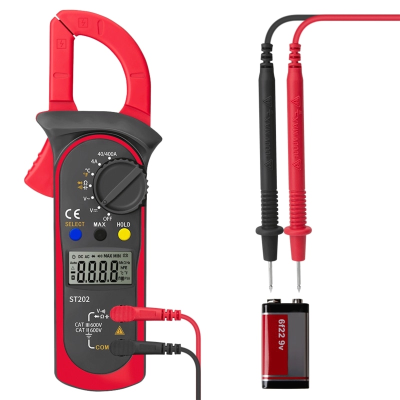 ST202 Digital Clamp Meter Multimeter Resistance Ohm Transistor LCR w Temperature 35ED