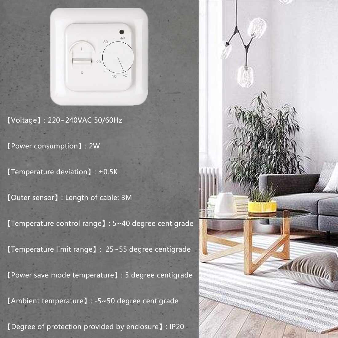 Universal Mechanical Water Electric Floor Heating Manual Room Thermostat Warm Floor Cable Temperature Controller 220V 16A 3A