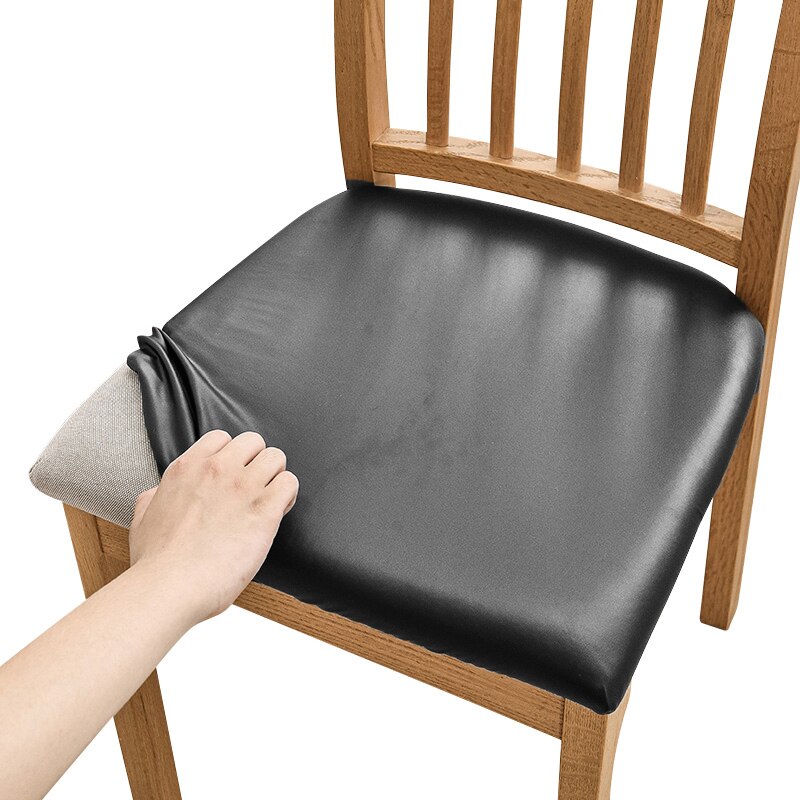 Waterproof Fabric Seat Cushion Cover Easy-going Office Seat Covers Elastic Dining Chair Covers For Modern Home Hotel Living Room: Black
