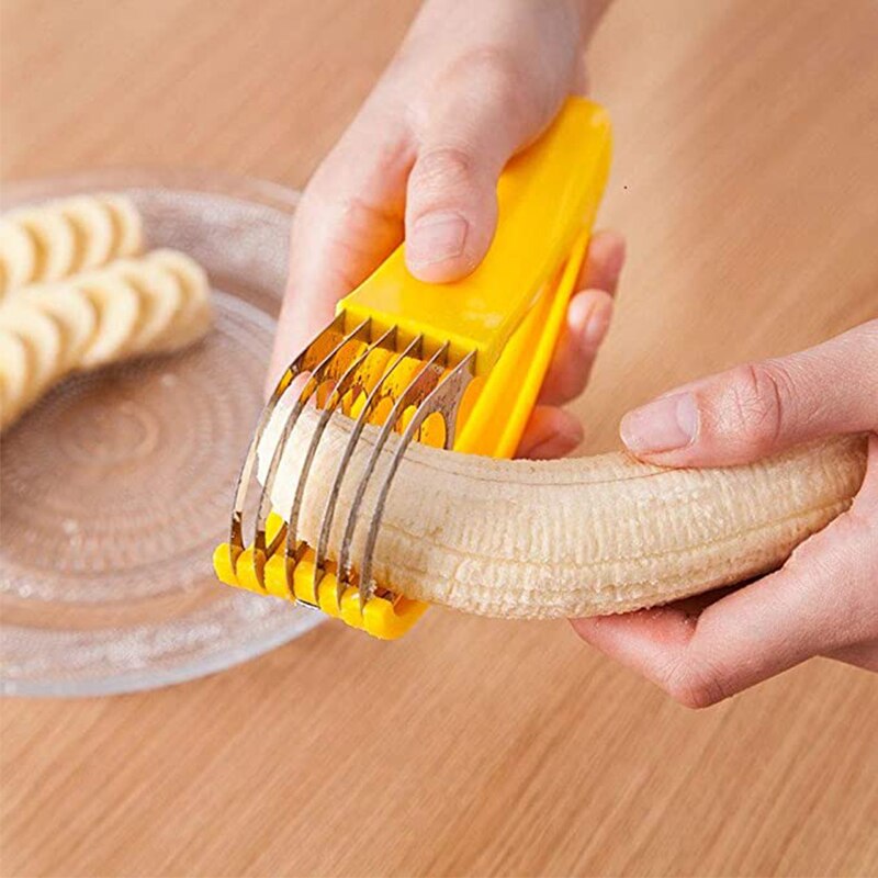 Banana Slicer Food Grade Stainless Steel Cucumber Hotdog Fruits Banana Vegetable Sausage Knife Cutter Multifunction Kitchen Tool