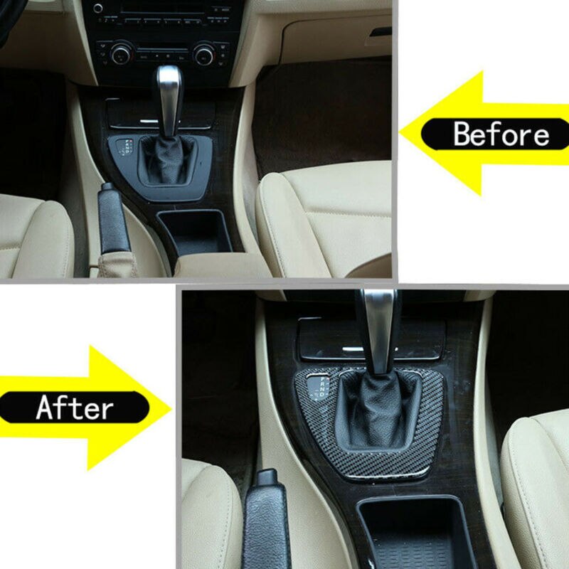 Real fibra de carbono, cubierta de Panel de cambio de marchas de repuesto para BMW Serie 3 E90 E92 E93 2005, molduras interiores, pegatinas de coche