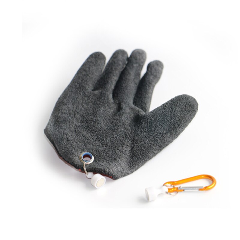 Guantes de pesca de pescador con ganchos magnéticos, protectores de mano resistentes a perforaciones: right-With buckle