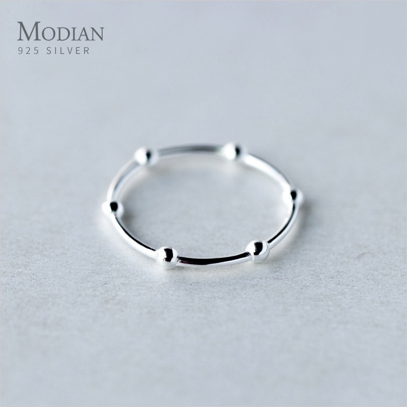 Modian Verstelbare Gratis Size Ringen Voor Vrouwen 925 Sterling Zilveren Minimalistische Ronde Licht Kraal Ring Fijne Sieraden Bijoux