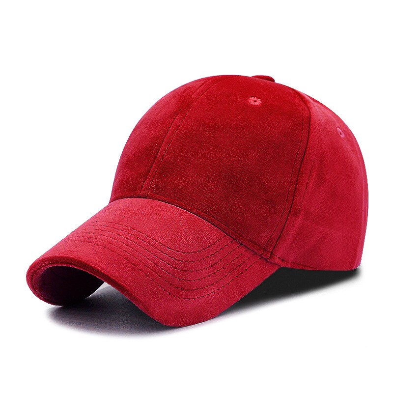 Solid fløjl baseball kasket sort mærke kasketter herre snapback hatte justerbar knogle kvinder udendørs sport golf hat: Rød