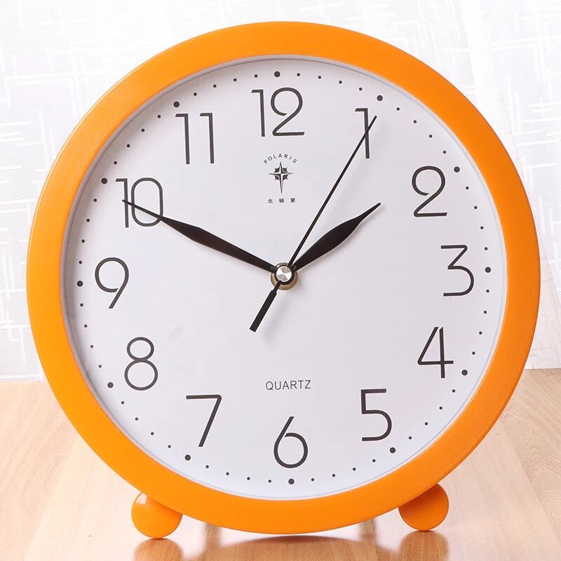 10 Inch Living Room Pendulum Wall Clock Office Desktop Clock Modern Minimalist Large Silent Table Clock Home Decoration: Orange