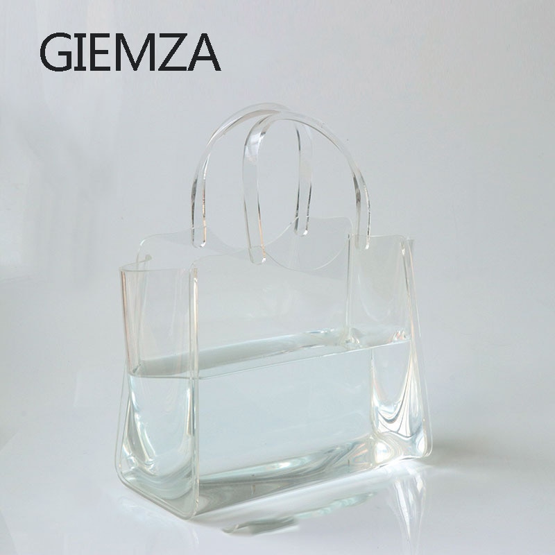 GIEMZA Acryl Tasche Vase Transparente Beutel Warenkorb Schreibtisch Kleine Fische Panzer Blume Töpfe Straße Erschossen Requisiten