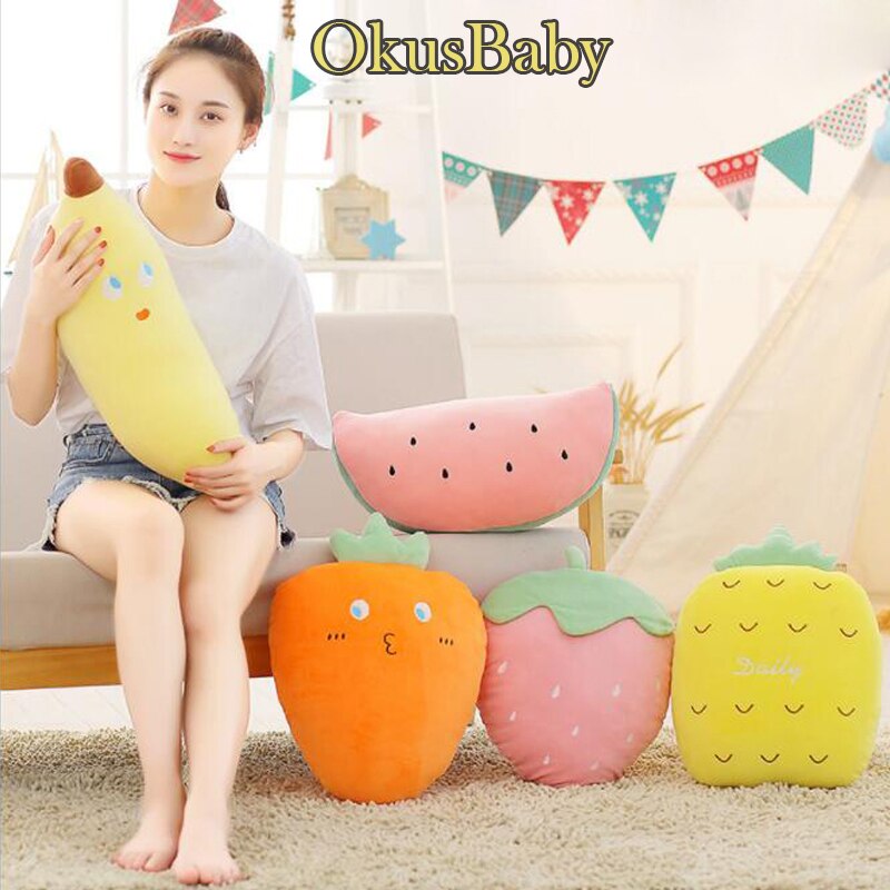 52cm Fruits Plush Plant Toys Pineapple Cartoon Cute Stuffed Doll Banana Carrot Cushion Anti Stress Cushion Pillow Home Decorate