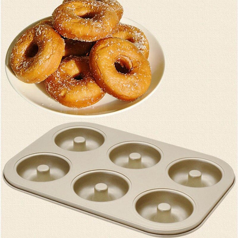 6 Pcs Carbon Staal Gouden Donut Cakevorm Bakken Pan Keuken Bakvorm Cake Bakvorm Keuken Koken Gereedschap