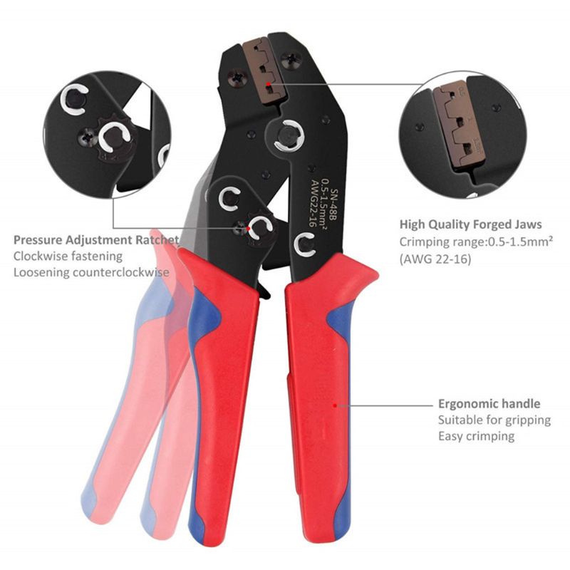 Juego de alicates de engaste 48B con 600 Uds. Inserte el Terminal de resorte de compresión en frío alicates de conector de cable Crimper Kit en caja