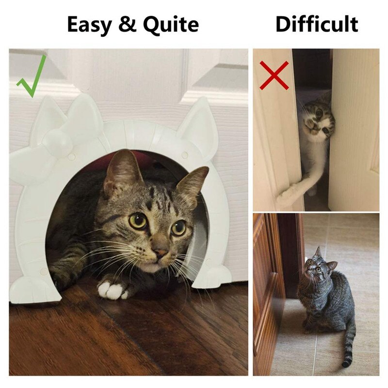 Puerta de para gato, puerta Interior para mascotas, con forma de agujero de 2 vías, se adapta a núcleo hueco, puerta sólida de vidrio para gatos de hasta 21 Lb