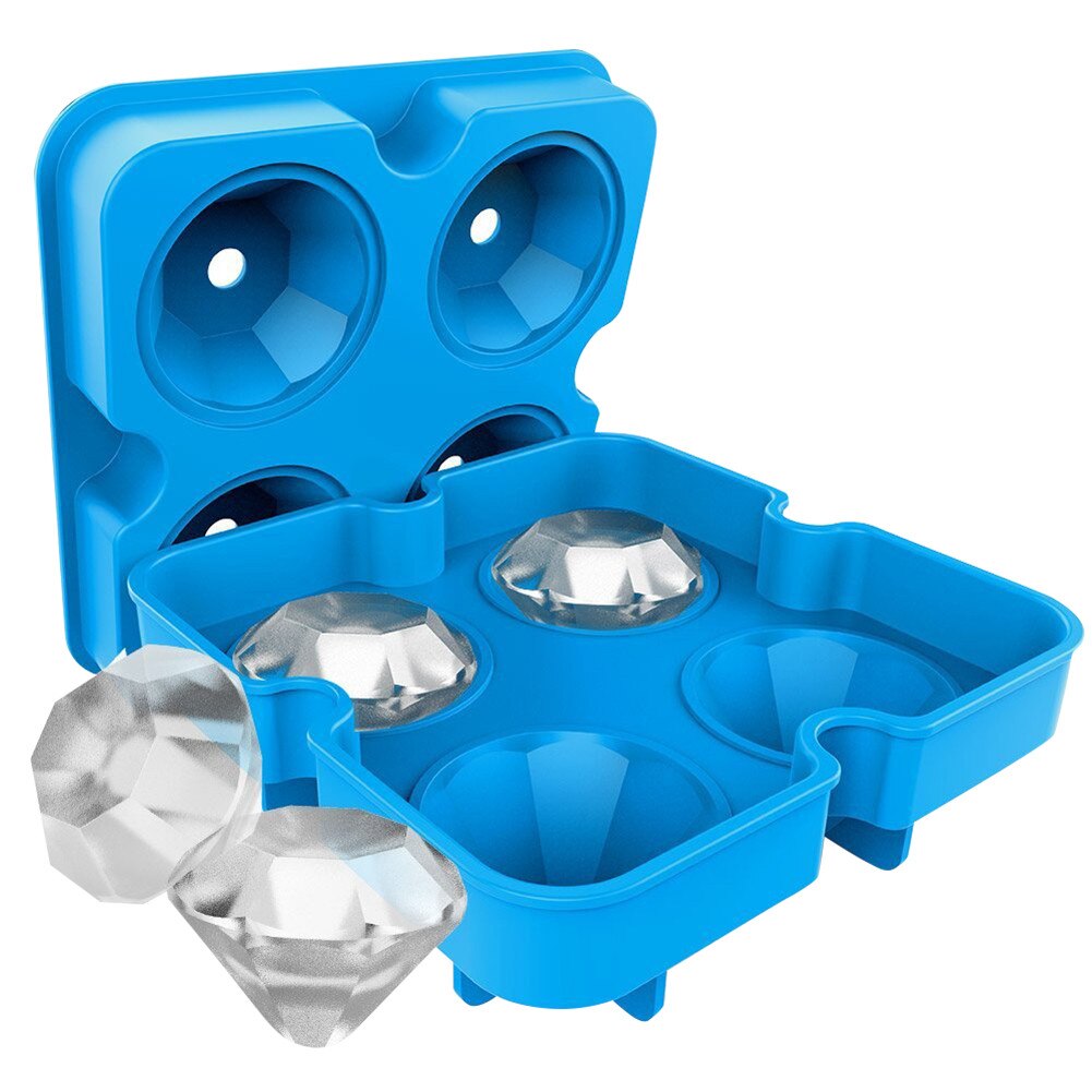 4 Gaten Ice Mold Silicone Diamond Vormige Herbruikbare Ijsblokjes Maker Chocolade Mold Party Bar Gereedschap: blue
