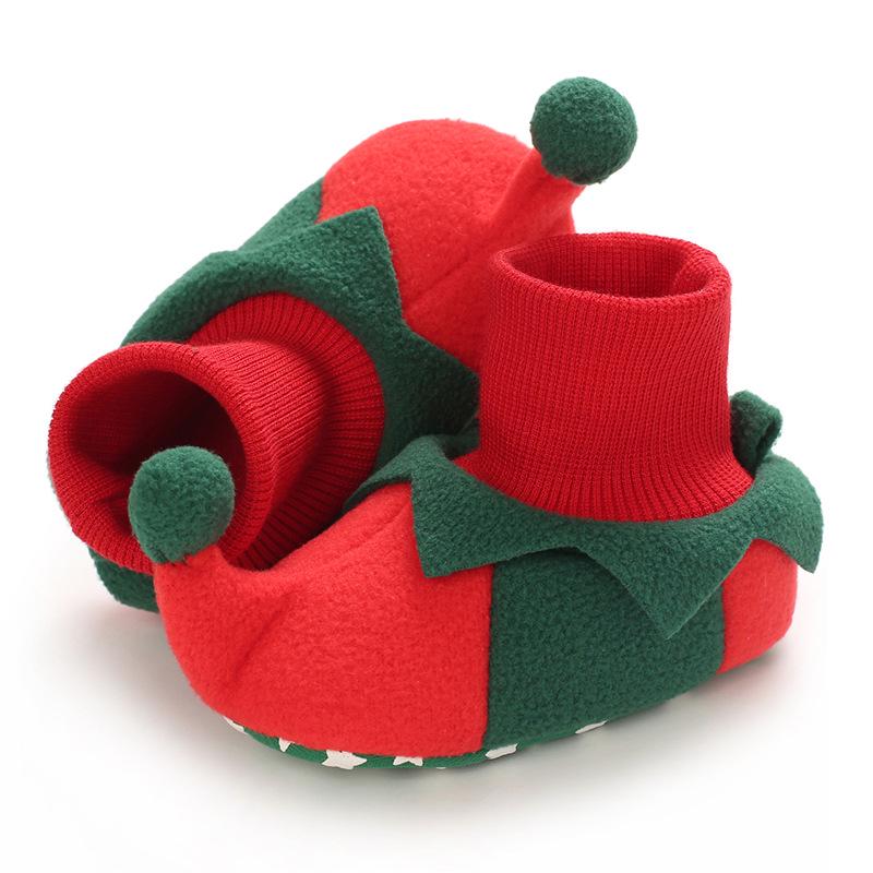 Zapatos navideños para bebé, calzado de suela suave, cálido, Papá Noel, primeros pasos, bonitas botas de Navidad, 1 par
