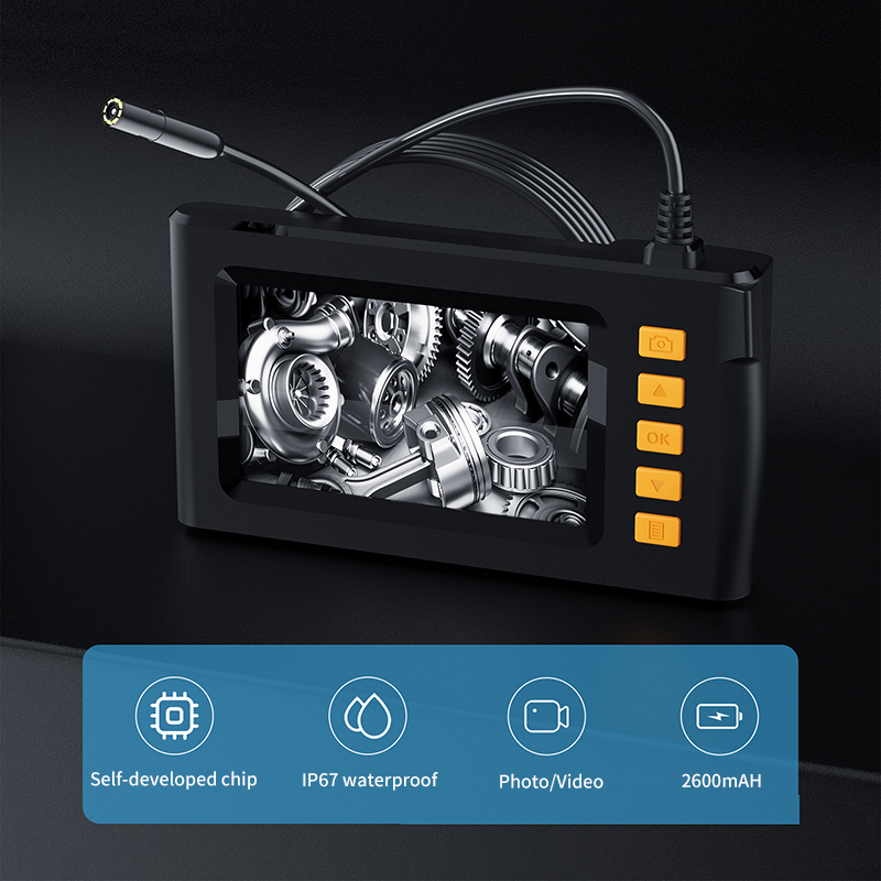 Endoscopio Industrial de lente única y doble, boroscopio Digital de 1080P, cámara de alcantarillado impermeable IP67 de 8mm con LCD de 4,3 pulgadas y 8 LED ajustables
