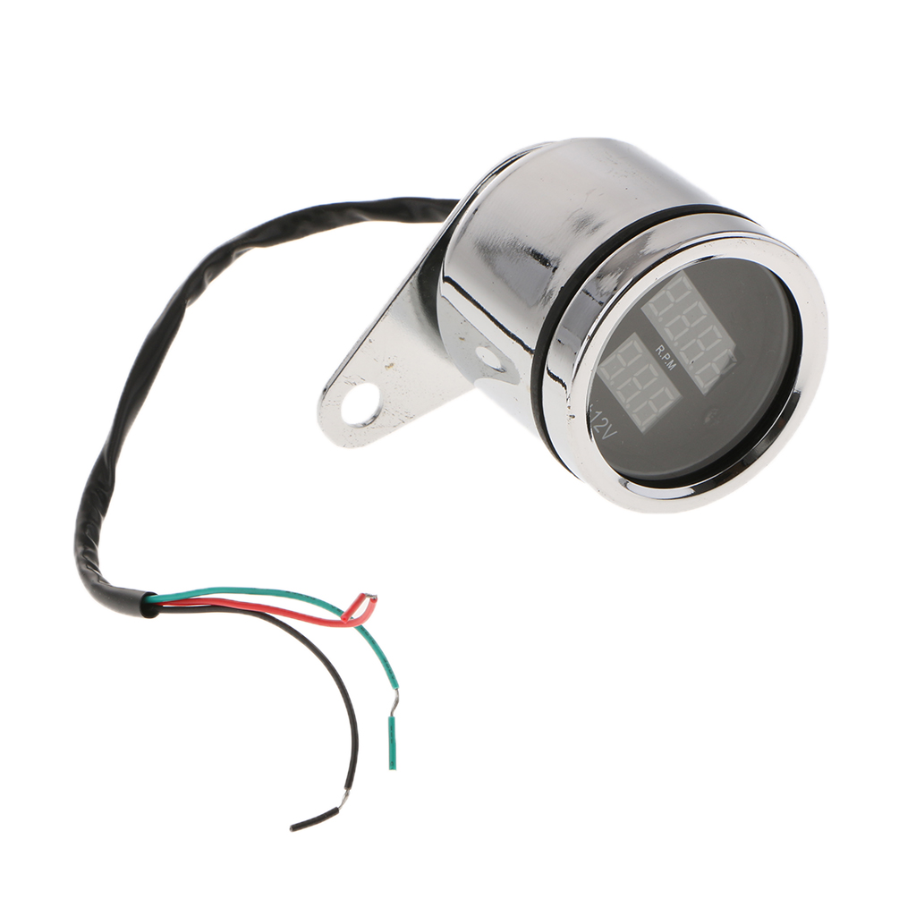 DC12V Waterproof 62mm LED Digital RPM Tachometer Voltmeter Gauge