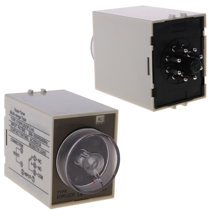 ST3PF Power Off Timer Delay Relay 220V Delay 0-5MIN Contact Rating AC 250V 3A