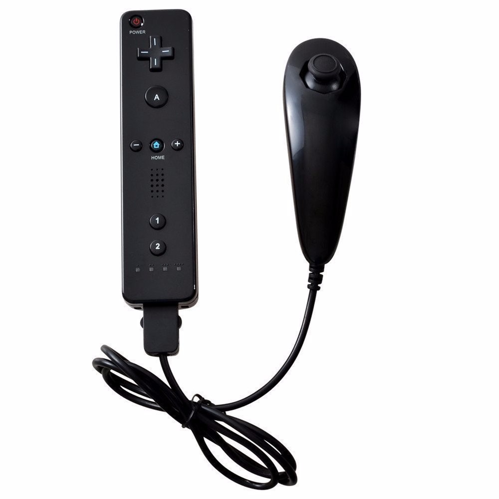 2-in-1 Wireless Remote Controller Joypad With Nunchuk Control For Nintendo Wii Built-in Motion Plus For Wii U Gamepads Joystick: Black