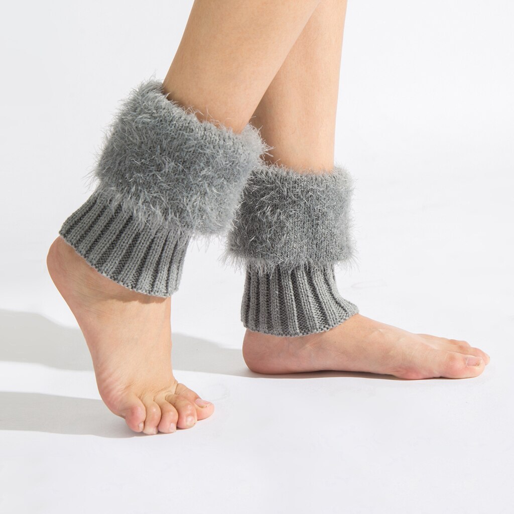 Calentadores de piernas con plumas artificiales para invierno: Light Gray