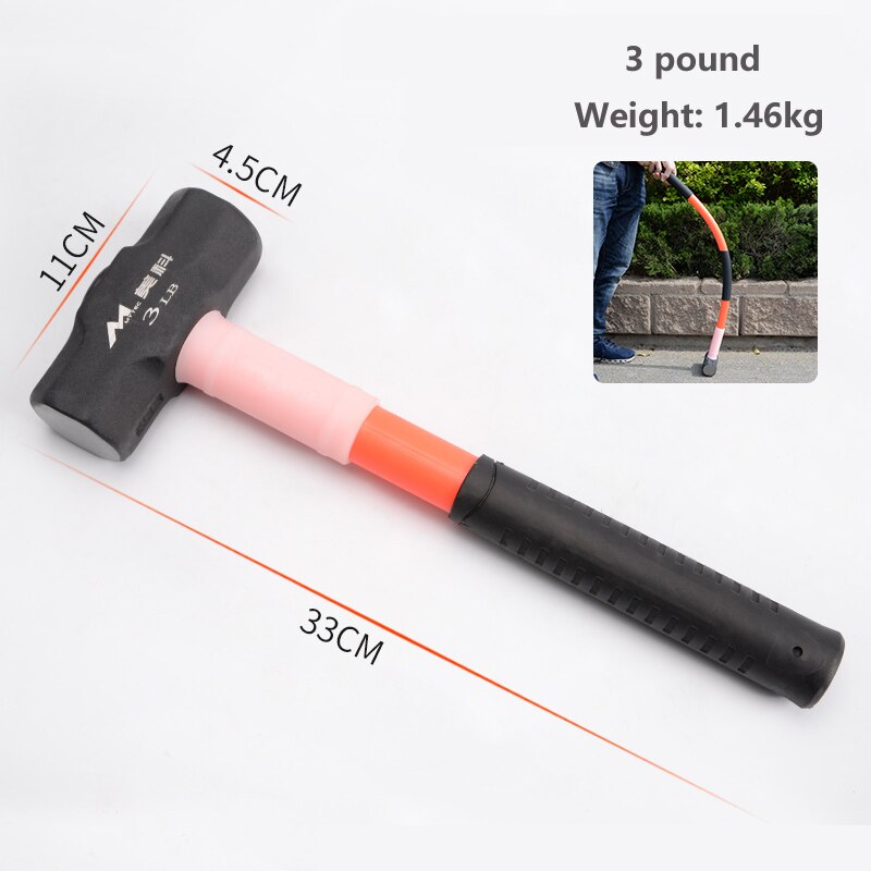 Pure steel octagonal hammer with a hammer and iron hammer to smash the wall with a solid piece of sledgehammer heavy hand hammer: 3  pound