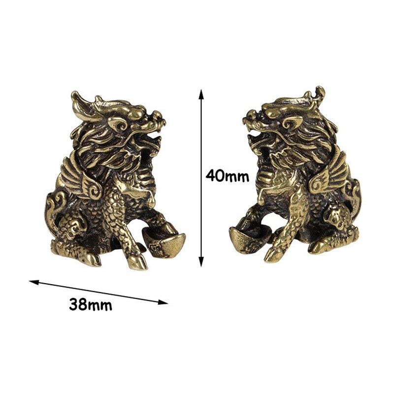 Antique Bronze Chinese Mythical Beast Qi Lin Statue 1 pair Copper Animal Ornaments Lucky Home Feng Shui Living Room Decorations