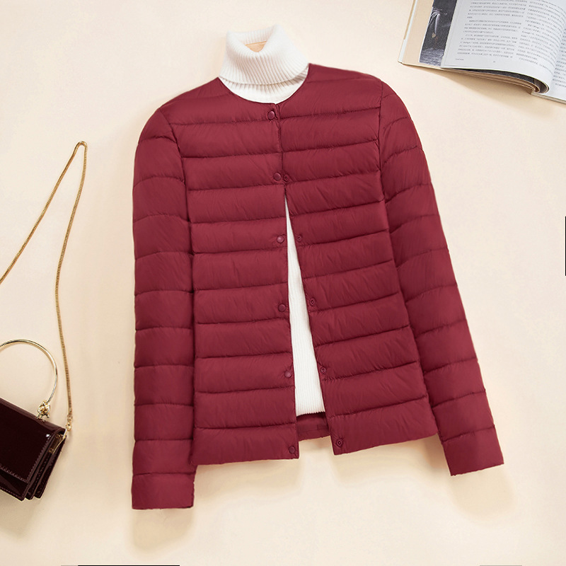 Koreansk slim fit o-hals v-hals dame kort quiltet pufferfrakke arrivlas dame ultralette pakbare forjakker