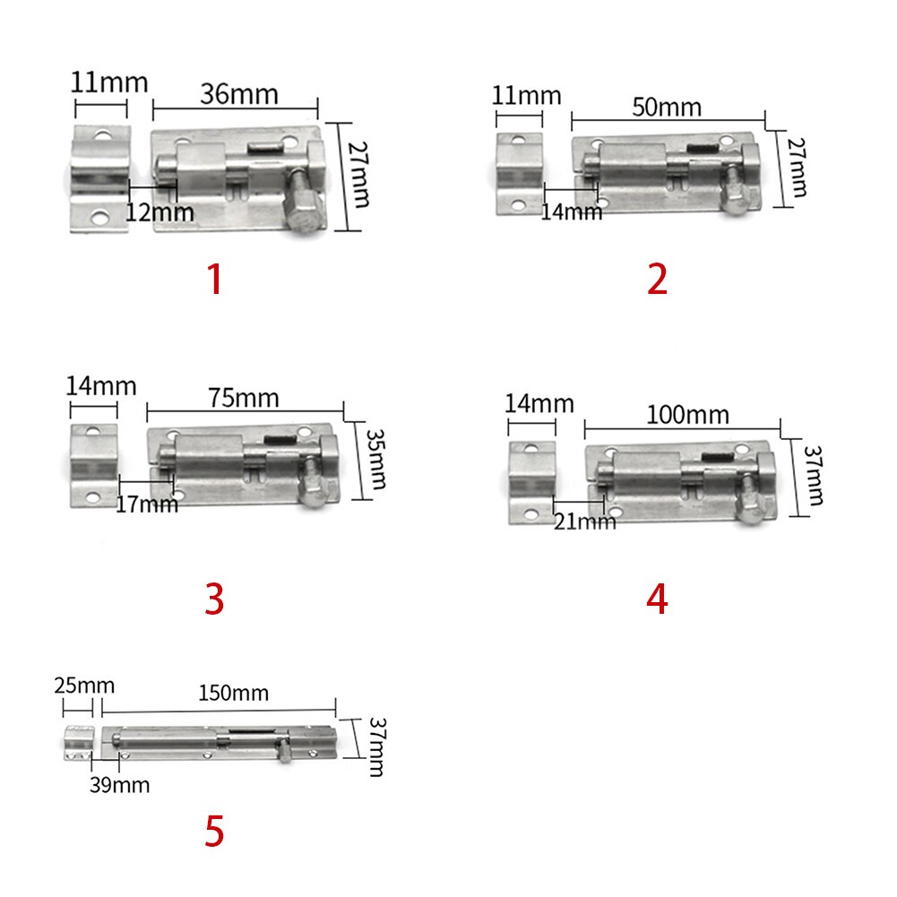 Guard Against Theft Stainless Steel For Door/window Durable Thick Door Latch Afjustable Screw Antiseptic Home Decoration