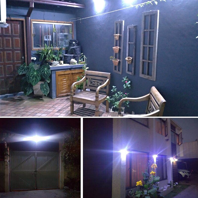 Luz Solar LED de 3 lados para exteriores, lámpara de luz para exteriores, iluminación exterior, Sensor de movimiento PIR, 3 modos
