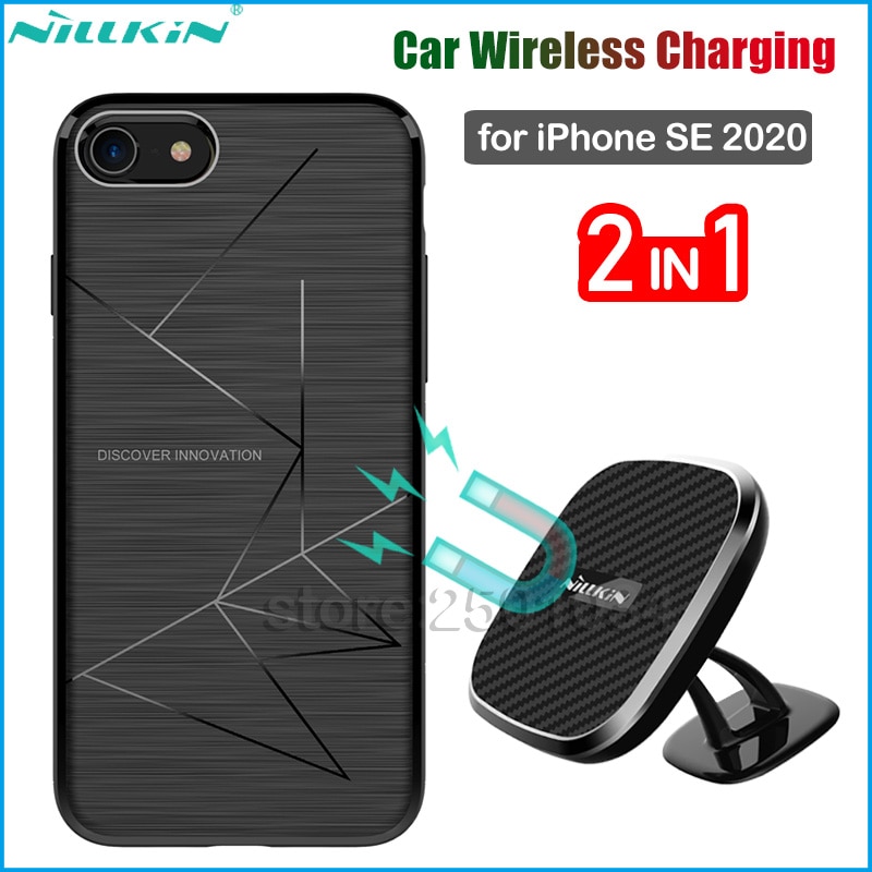 Nillkin 2-In-1 Qi 10W Snelle Auto Draadloze Opladen Voor Iphone Se SE2 Auto houder Magnetische Case + Magneet Auto Draadloze Oplader