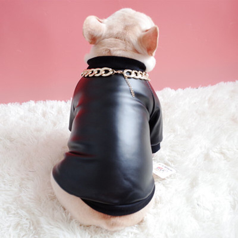 SUPREPET-ropa moderna para perro, chaqueta de cuero PU para perro Bulldog francés, ropa para cachorro, chaqueta de motocicleta para perro, abrigo para perro
