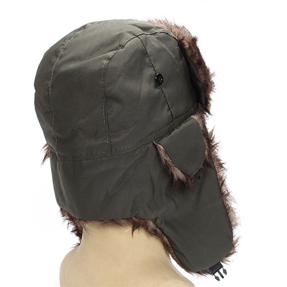 Unisex mænd kvinder russisk hat trapper bomber varm trooper øreklapper vinter ski hat solid fluffy imiteret pels kasket hovedbeklædning motorhjelm