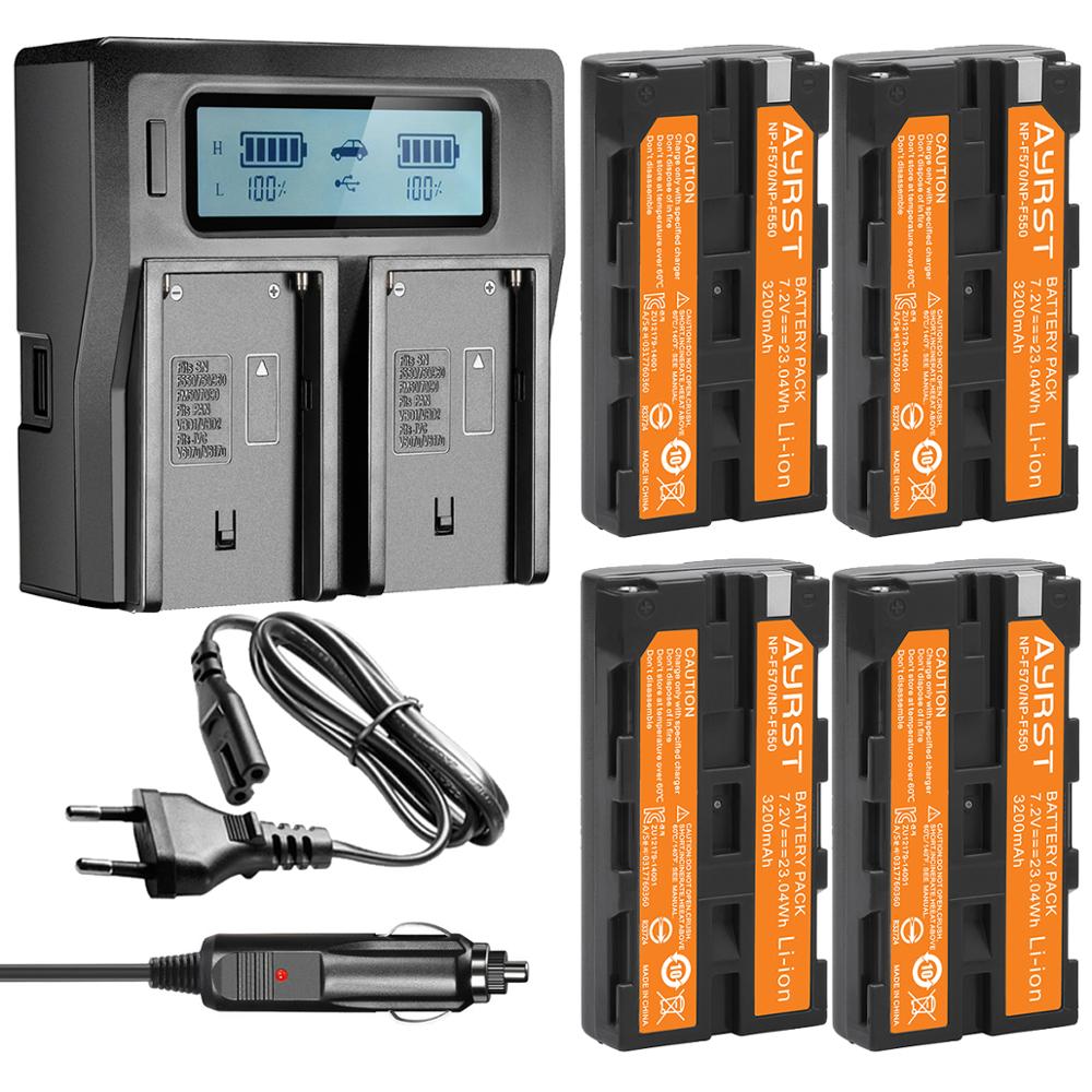NP-F550 Batterij + Dual Snelle Batterij Lader Voor Sony Np F770 F750 F570 F550 F530 Np F970 F960 F950 F930 NP-FM50 NP-FM500H